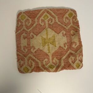 vintage wool 15x15 kilim square throw pillow cover orange tan geometric western.